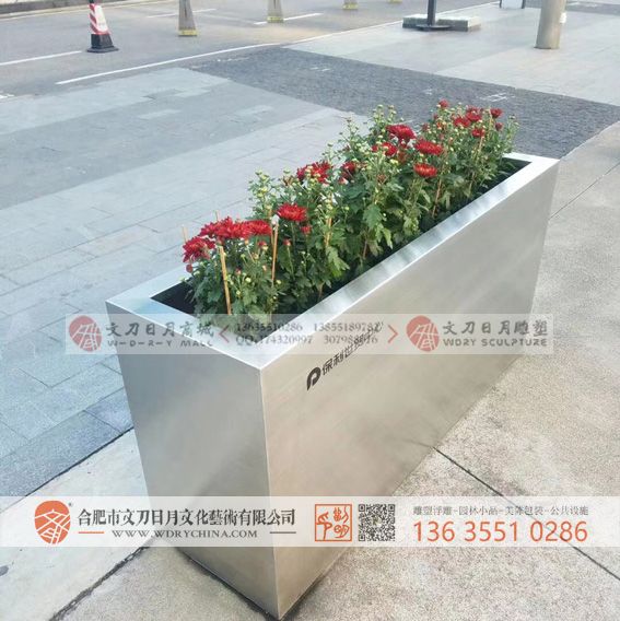 凯旋公馆商业街不锈钢花箱 园林花箱移动定制花坛 户外市政商业街售楼部